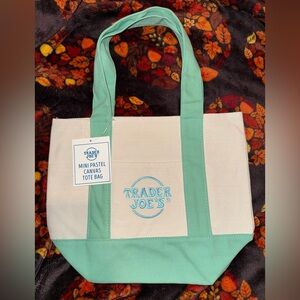 Trader Joe's Mint & Cream Mini Canvas Tote